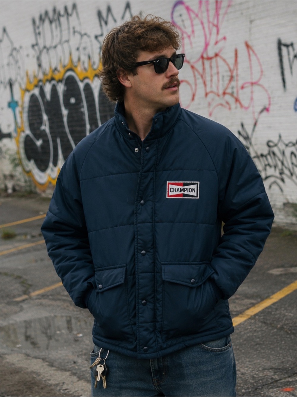 Vintage Champion Swingster USA Navy Insulated Work Zip Snap Jacket Men’s Large